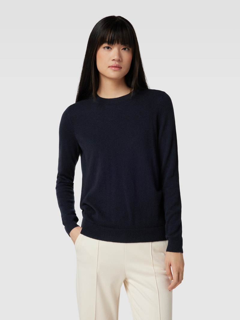 Kaschmirpullover in melierter Optik in dunkelblau