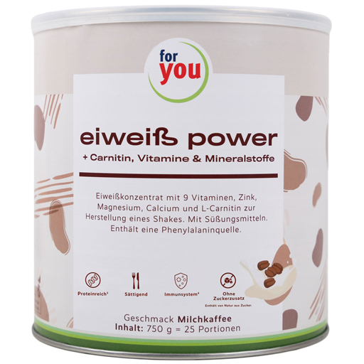 FOR YOU eiweiß power Milchkaffee Pulver  750 g  Pulver