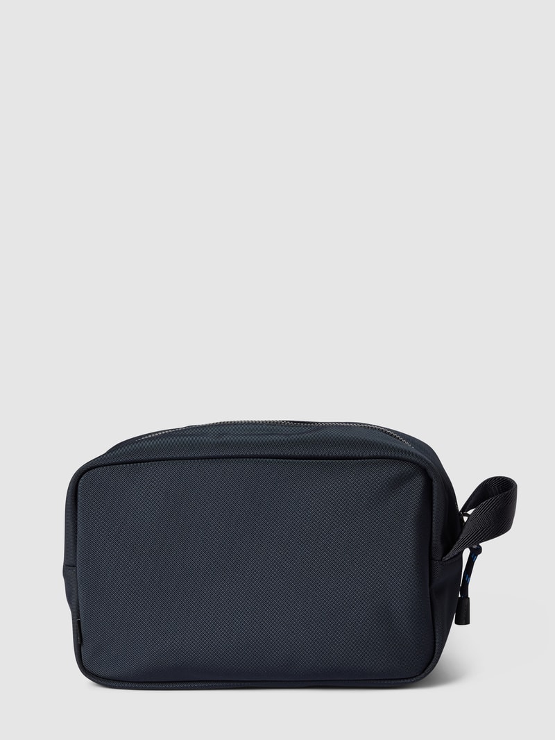Kulturtasche mit Label-Applikation Modell 'Catch 2.0' in marineblau