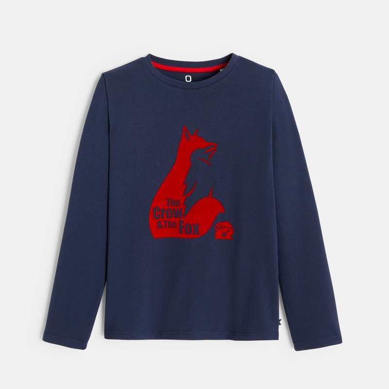 T-shirt manches longues thème fables bleu garçon