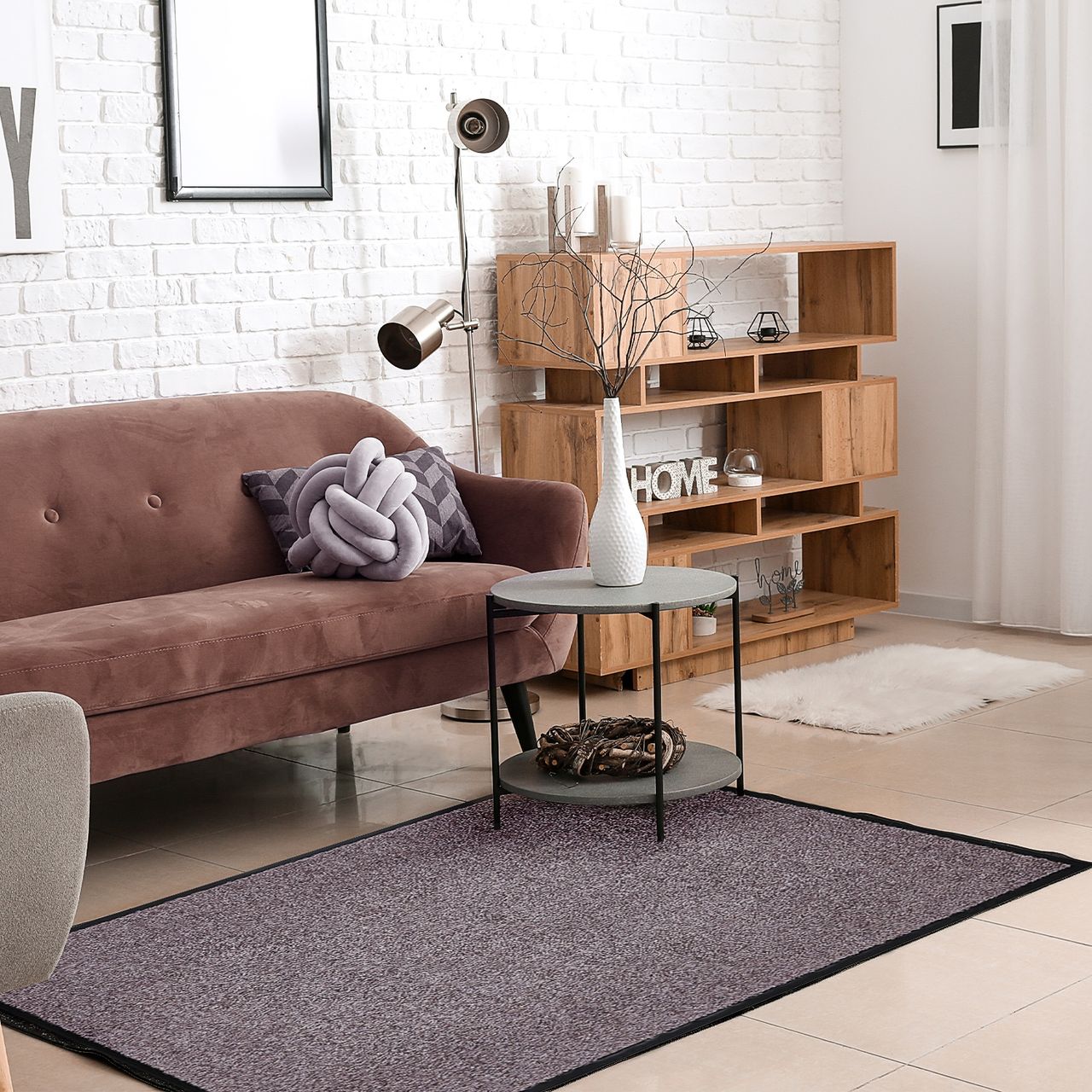 HOMCOM Fußmatte waschbar Gummiumrandung rutschfest Taupe 150 x 90 x 0,7 cm