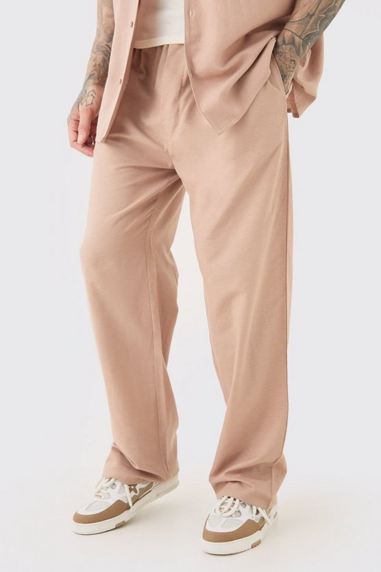 Tall lockere Leinen-Hose mit elastischem Bund