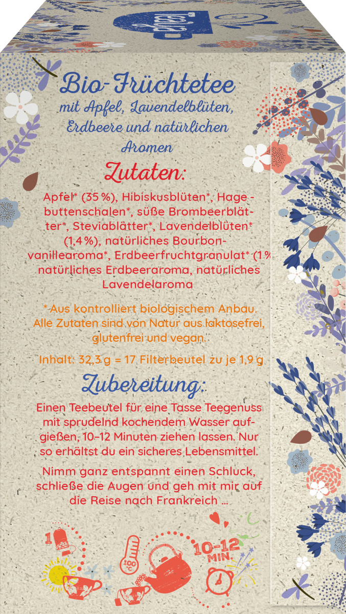 Früchtetee \taste my France\ mit Apfel, Lavendelblüten & Erdbeere (17 Beutel), 32,3 g
