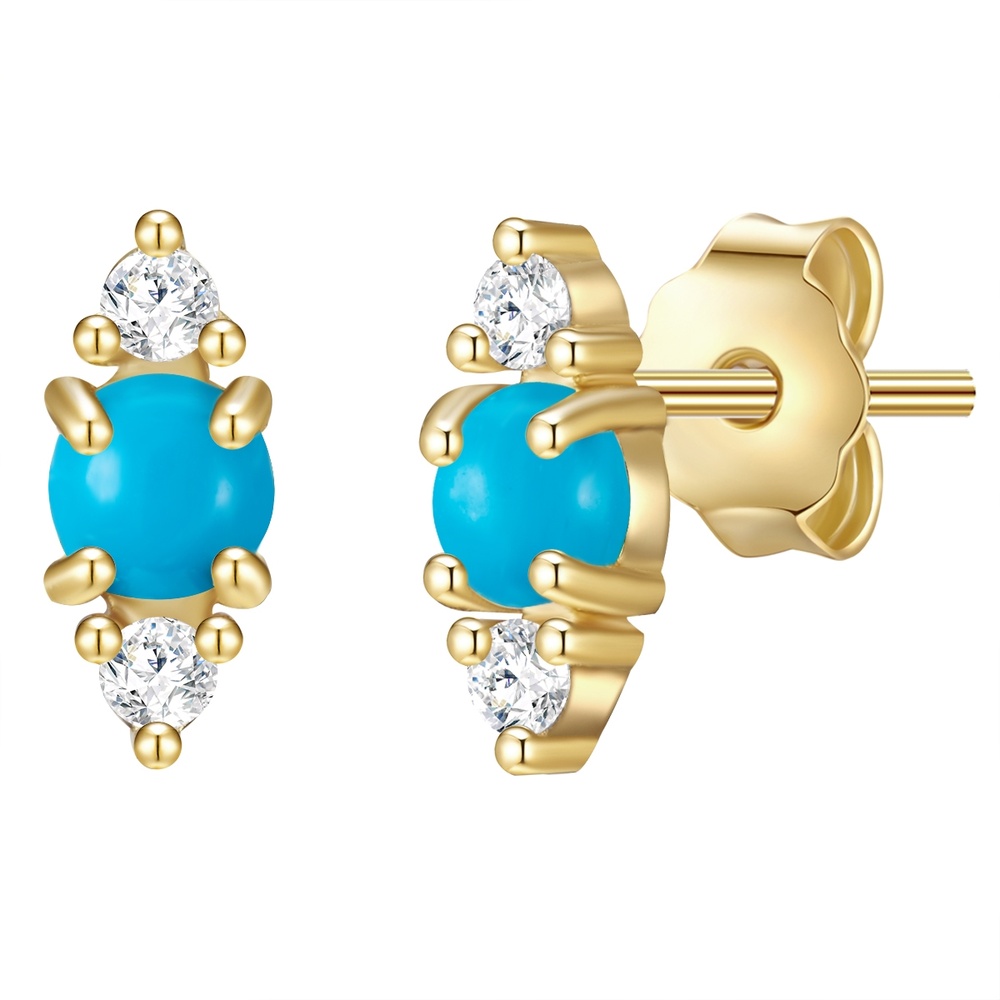 Glanzstücke München Puces d'oreilles en argent Losange Argent sterling Oxyde de zirconium (CZ) en Or  Boucles d'oreilles