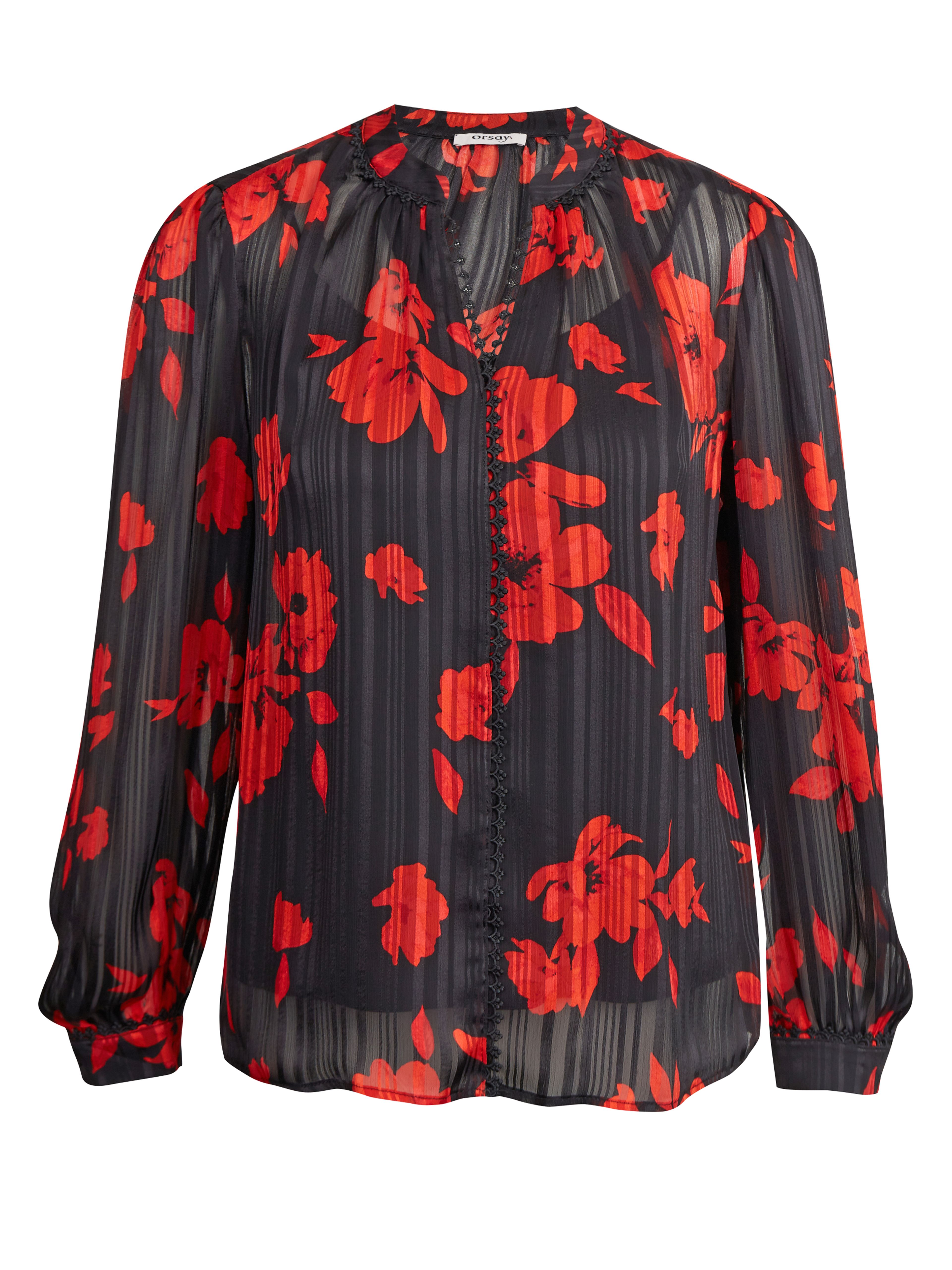 Rot-schwarze Damenbluse ORSAY