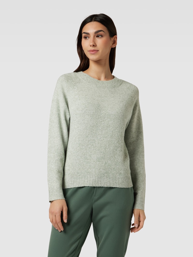Strickpullover mit Rundhalsausschnitt Modell 'DOFFY' in schilf