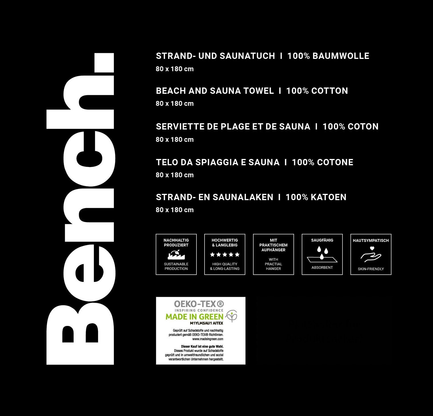 Bench. Strandtuch Bench, Velours (1-St), mit dekorativem 