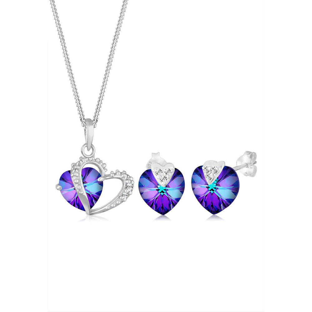 Elli Elli Ensemble de Bijoux Herz Kristalle 925 Silber Bijoux