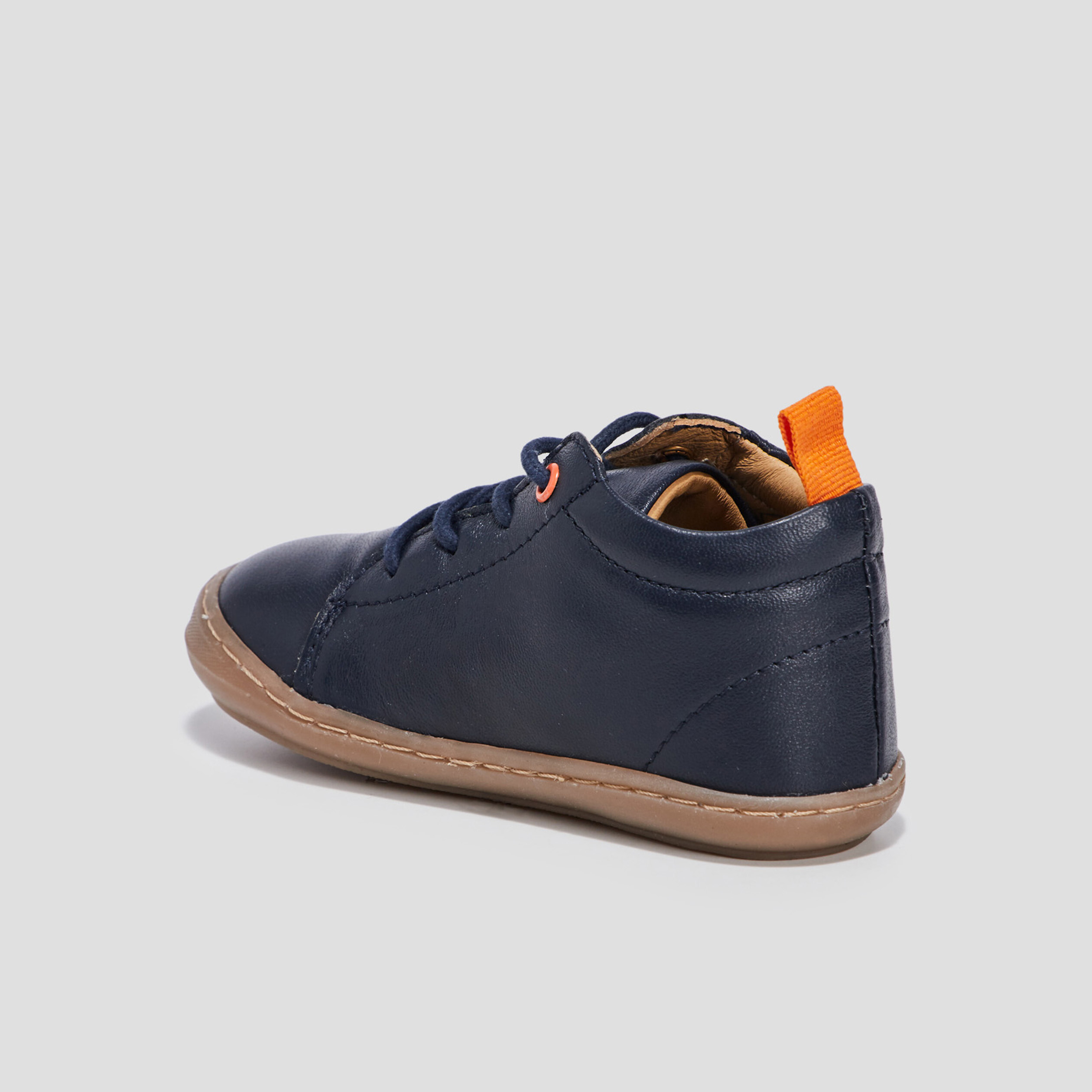 Bottillons à lacets en cuir bleu marine bébé garçon | La Halle