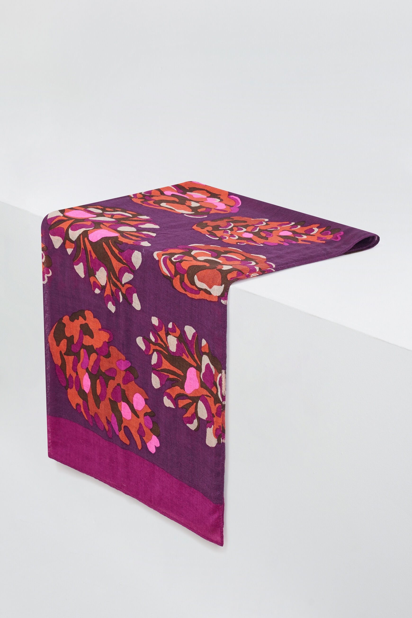 foulard adelina 100% laine rose cerise femme