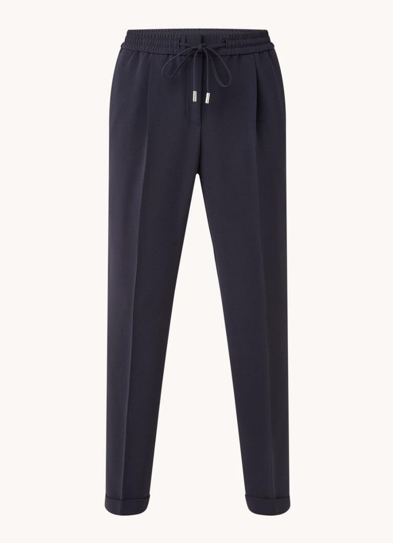 Pantaloni HUGO BOSS Tariyana cu talie medie, croială slim, cu șnur de fixare