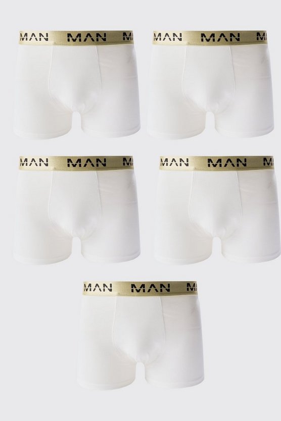 5er-Pack goldene Man Dash Boxershorts in Weiß
