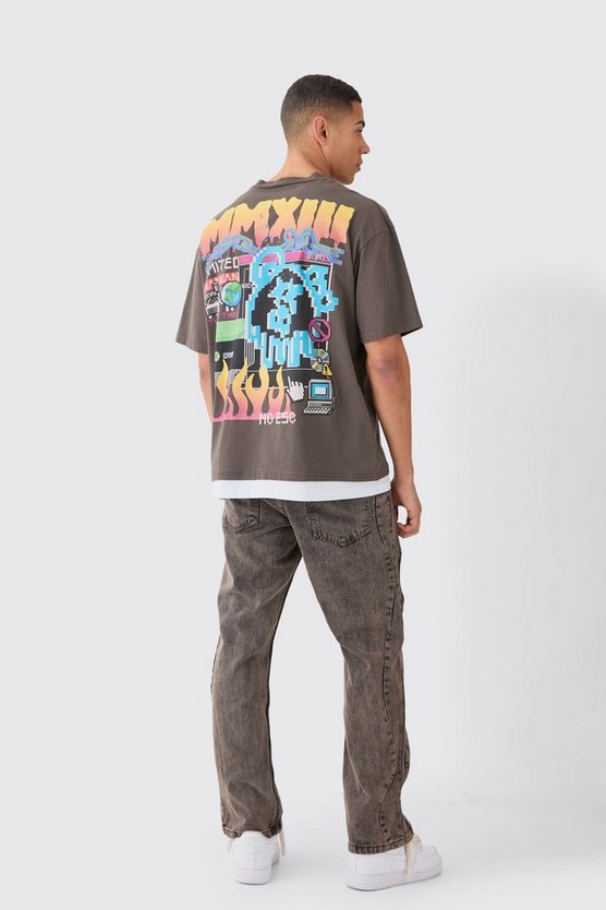 Lockere Jeans mit Naht-Detail
