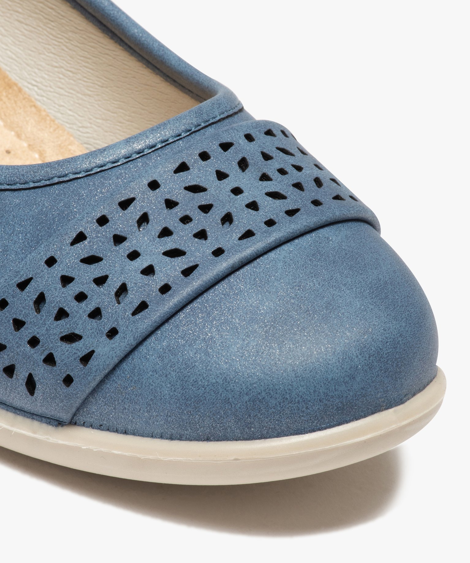 Ballerines femme confort unies à bride ajourée bleu | GEMO