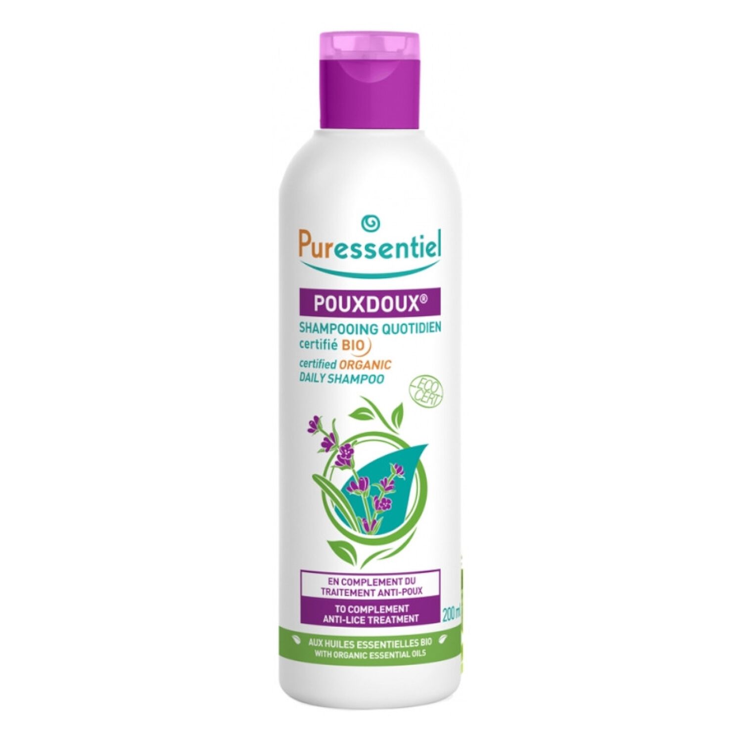 Puressentiel Pouxdoux Shampoing Anti-Poux Quotidien Certifié BIO 200 ml