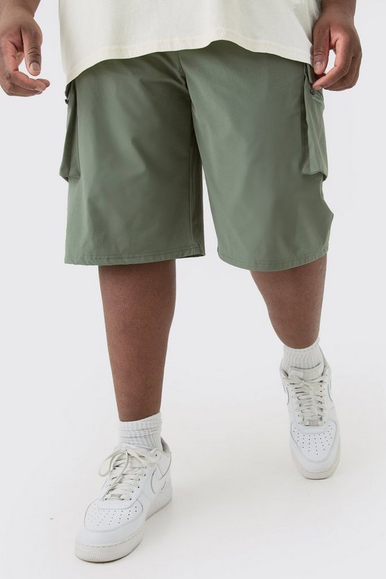 Plus lockere elastische Stretch Cargo-Shorts