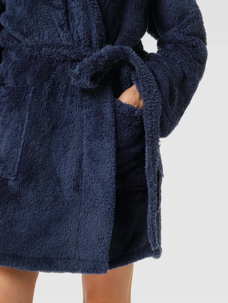 Bademantel mit Eingrifftaschen in marineblau