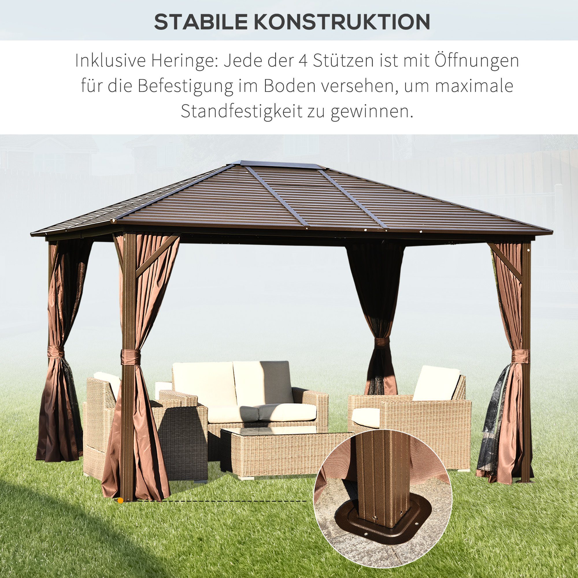 Outsunny Grillpavillon Gartenpavillon