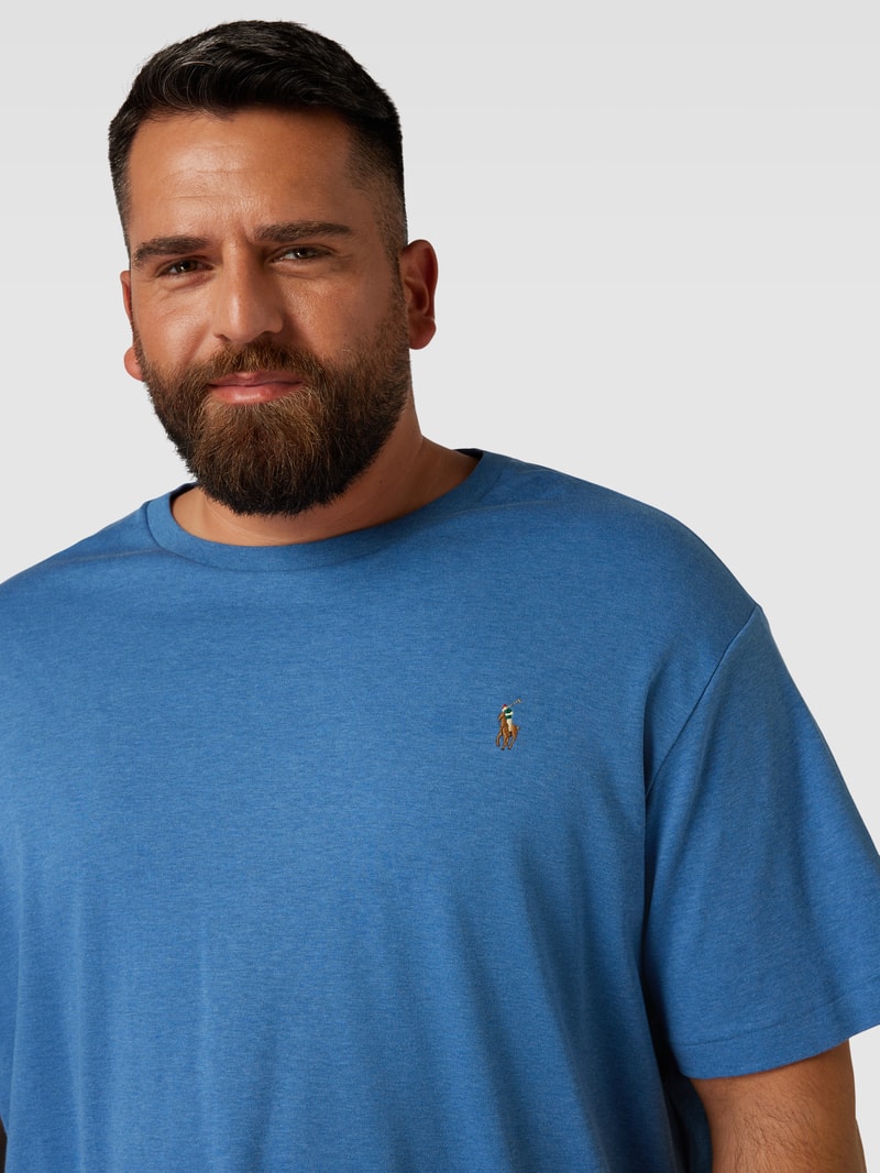 PLUS SIZE T-Shirt mit Label-Stitching in royalblau