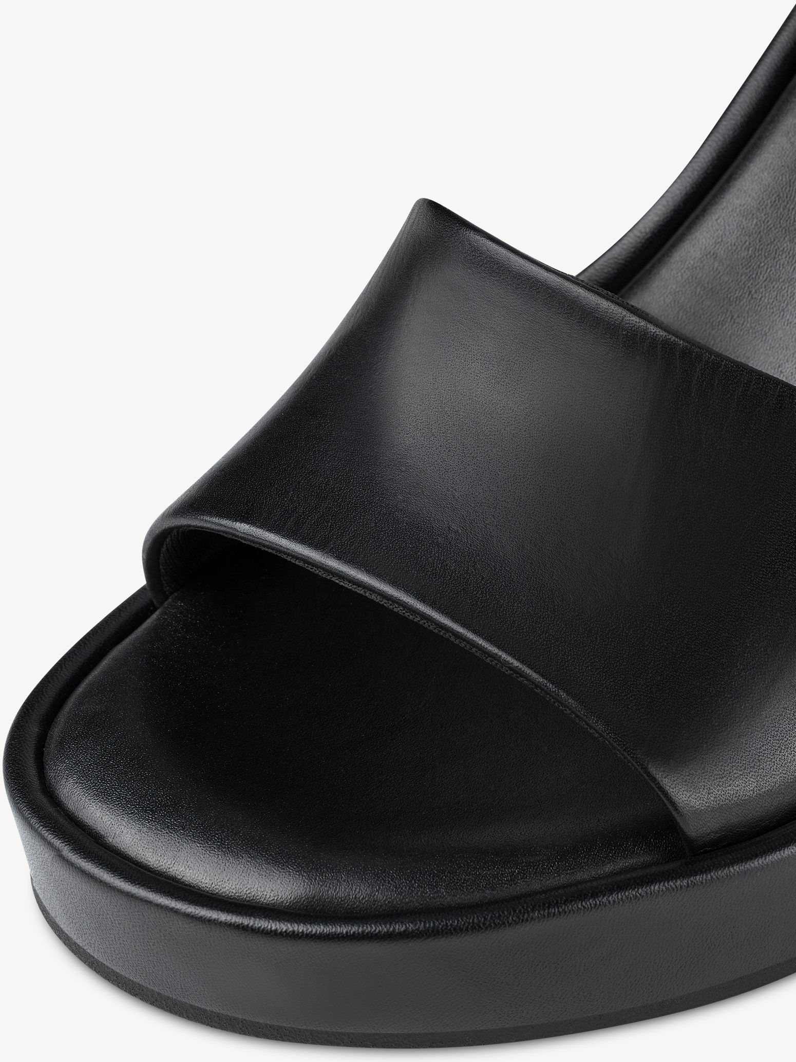 Sandale à talon en cuir - noir
