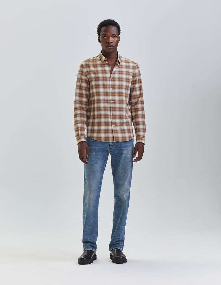 Chemise REGULAR camel motif carreaux Homme