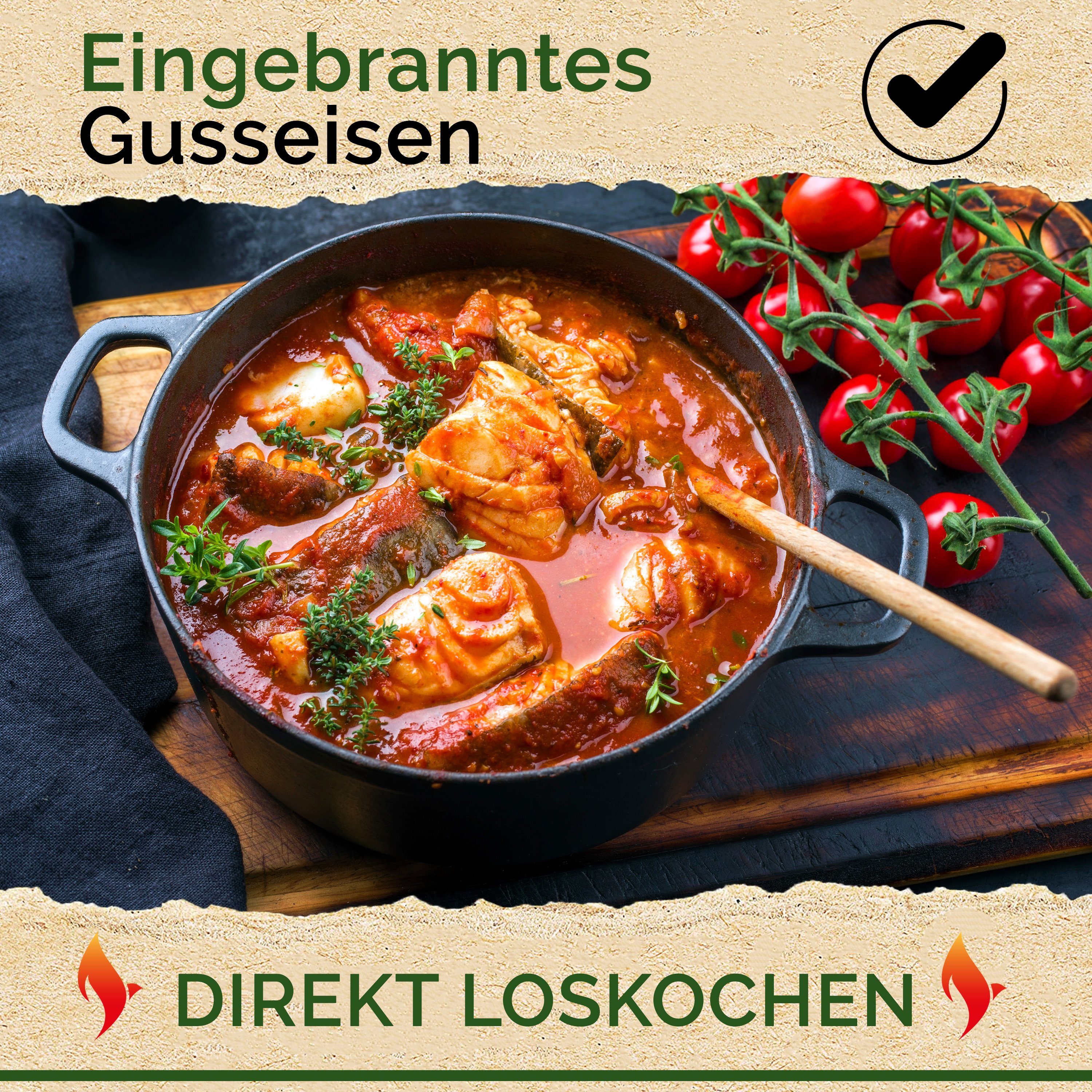 Funkenflug Bräter Funkenflug® Gusseisen Topf - Brotbacktopf inkl. Gärkorb, Gusseisen (Funkenflug Gusseisen Topf, Funkenflug Gusseisen Topf), Gusseisen, Inkl. Gärkörbchen