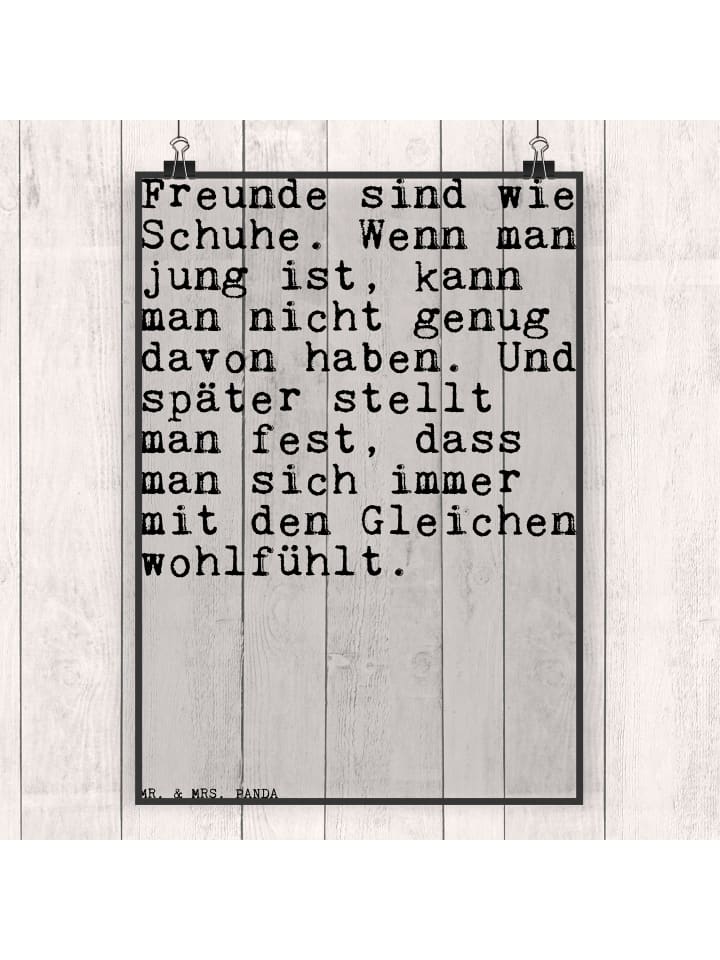 Mr. & Mrs. Panda Poster Freunde sind wie Schuhe.... mit Spruch in Weiß günstig kaufen