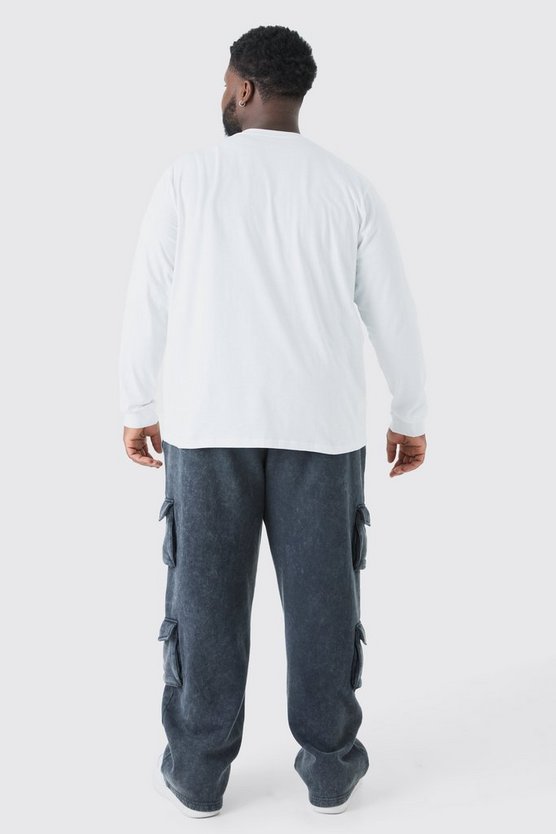 Plus langärmliges Rundhals T-Shirt