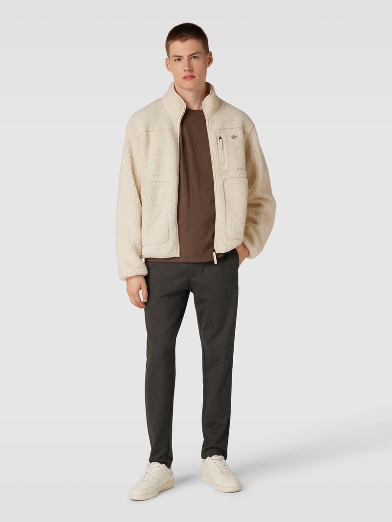 Tapered Fit Stoffhose mit feinem Allover-Muster Modell 'Mark' in mittelbraun