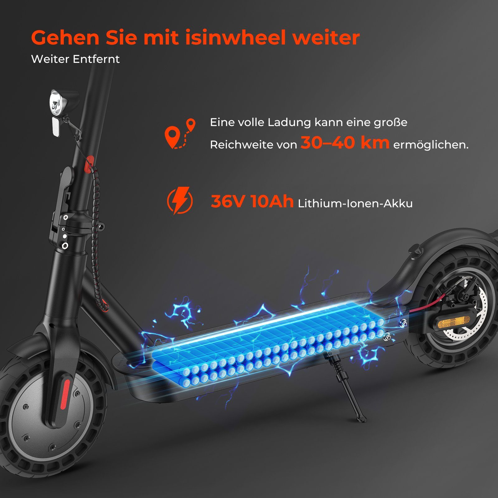 iscooter E-Scooter 10'' Elektroroller mit Straßenzulassung ABE, E-Scooter mit 500W Motor, 20,00 km/h, Komfortable Stoßdämpfer, APP-Verbindung, bis 120 kg, 40 km Reichweite
