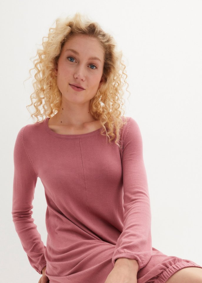 Feinstrickkleid in O-Silhouette, knieumspielend