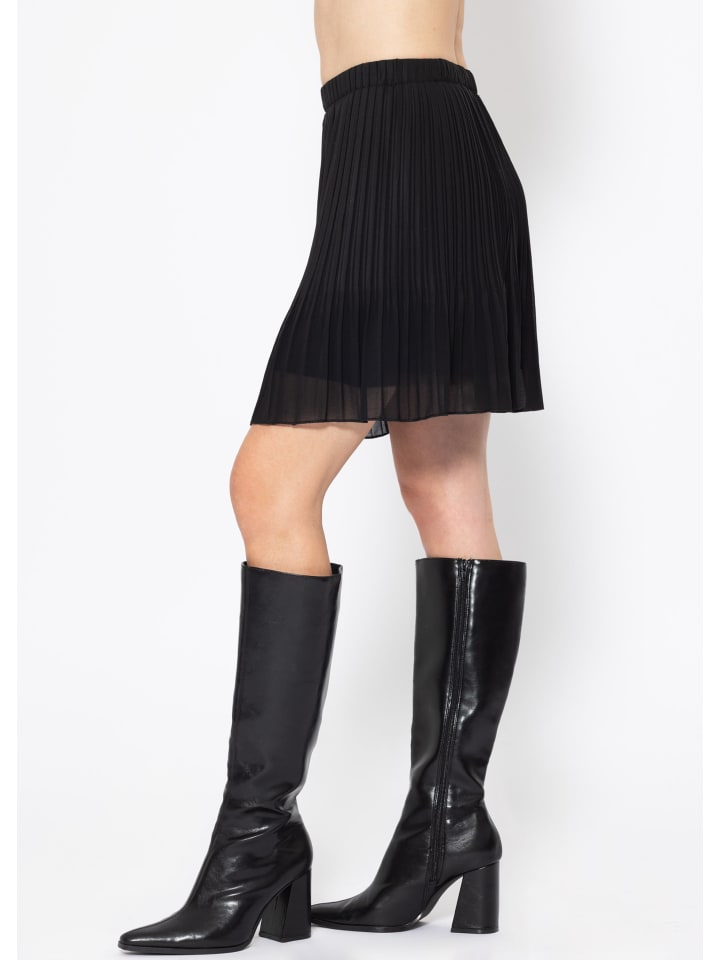 SASSYCLASSY Plissée-Rock mit Futter in Schwarz günstig kaufen