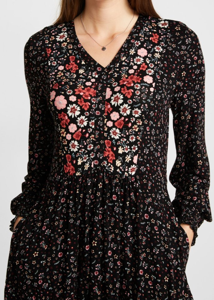 Jerseykleid aus Viskose mit Bindeband, mittellang