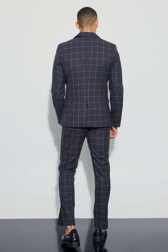 Zweireihiger karierter Slim-Fit Blazer