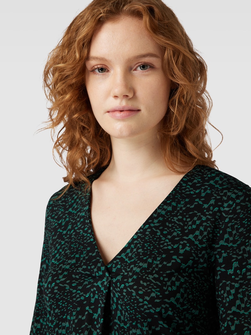 Bluse mit V-Ausschnitt Modell 'Sannah' in schwarz