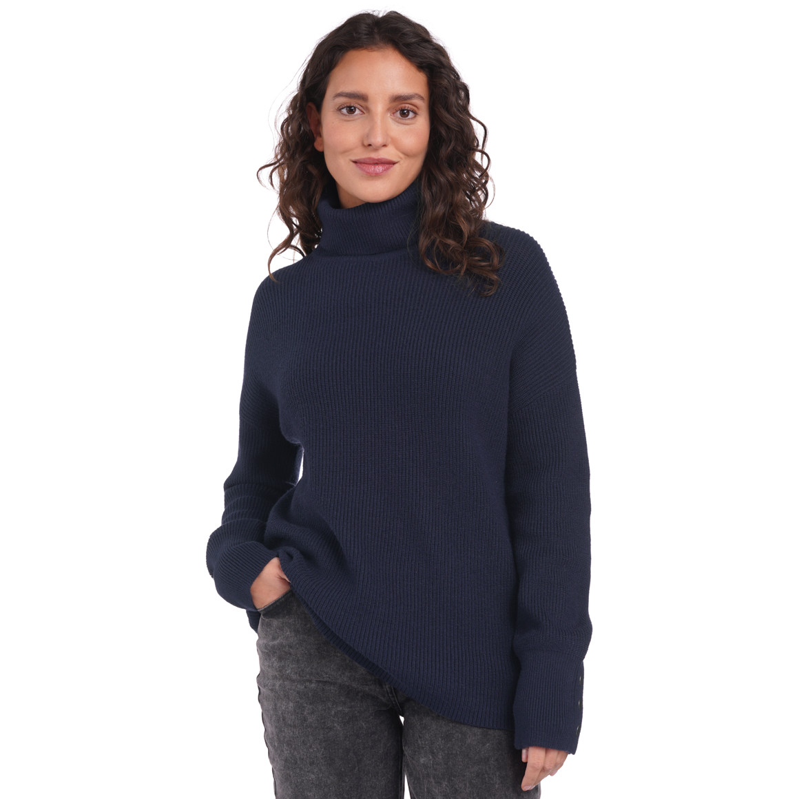 Damen Strickpullover mit Zierknöpfen