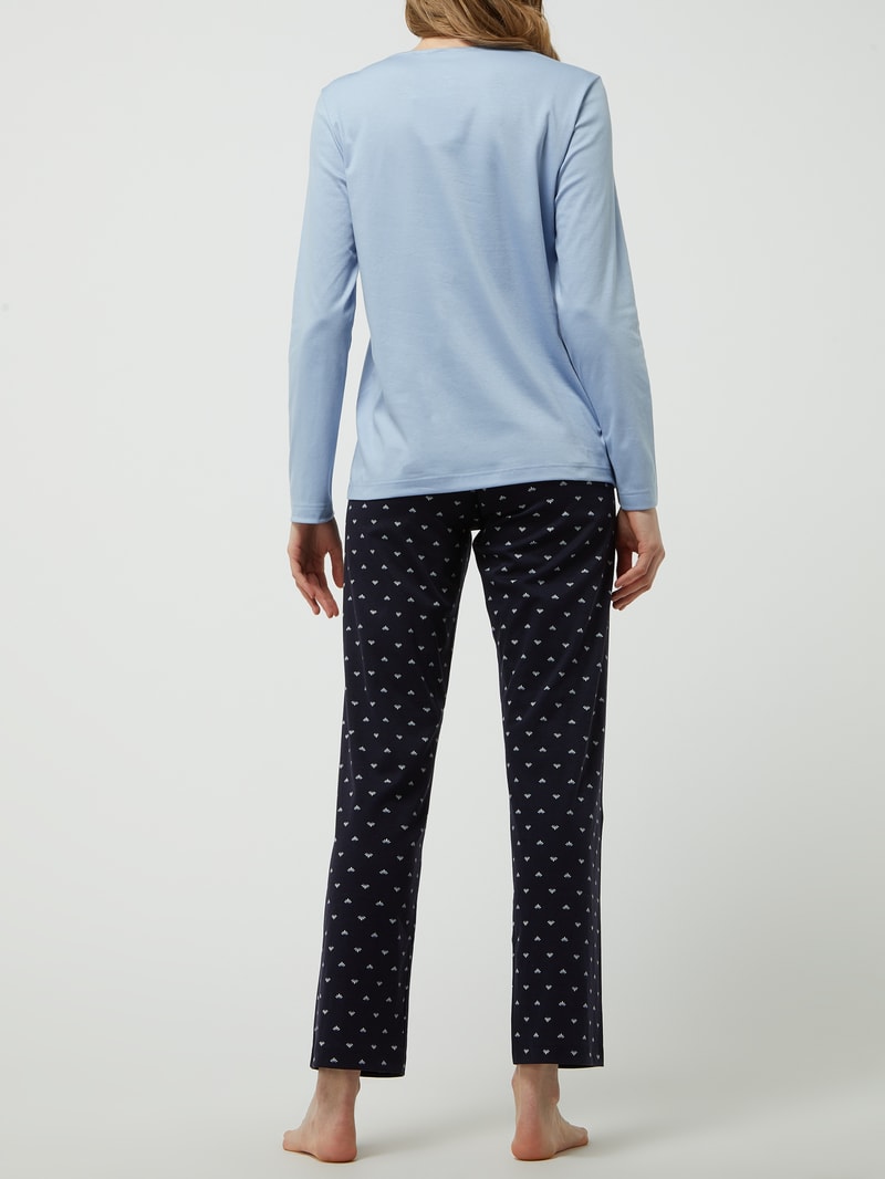 Modern Fit Pyjama aus Supima-Baumwolle Modell 'Night Lovers' in dunkelblau