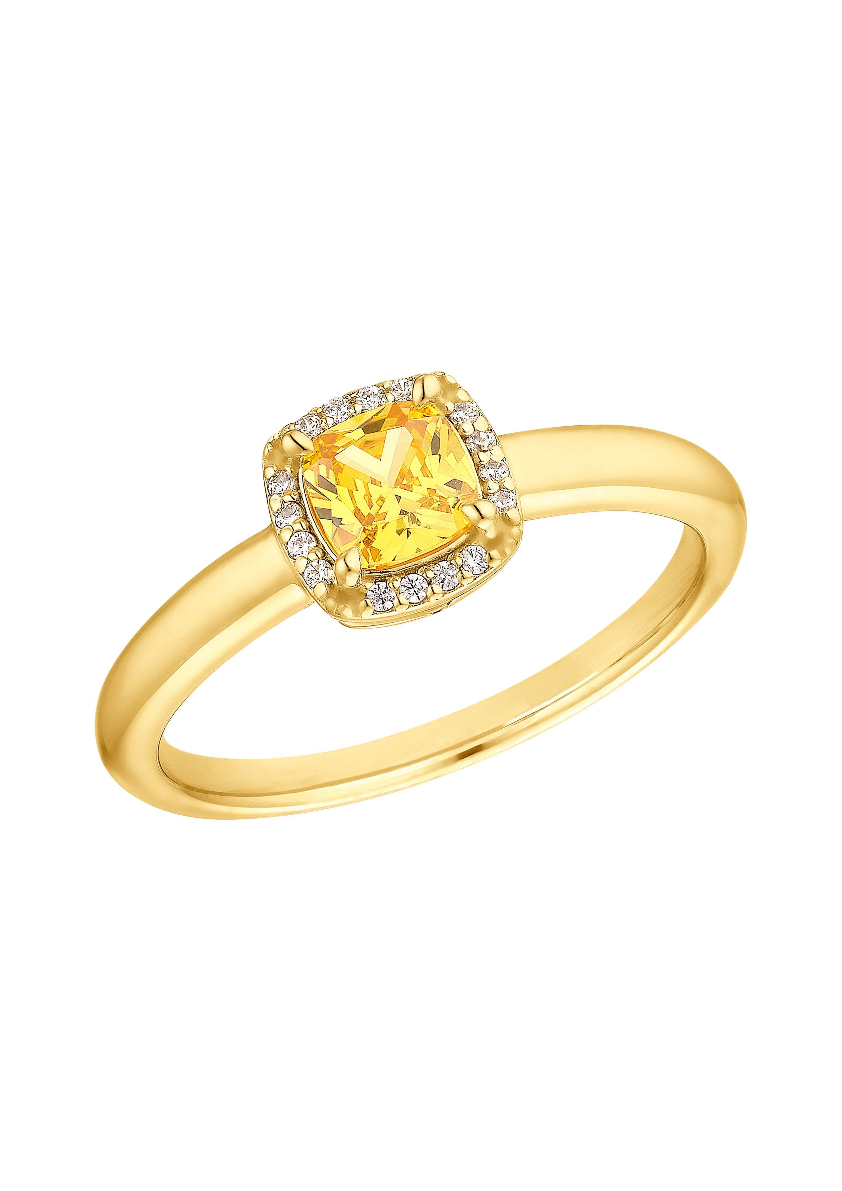 Vergoldeter Ring mit Zirkonia-Stein  6009602-19E0