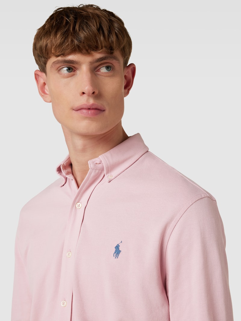 Regular Fit Freizeithemd mit Logo-Stitching in rosé