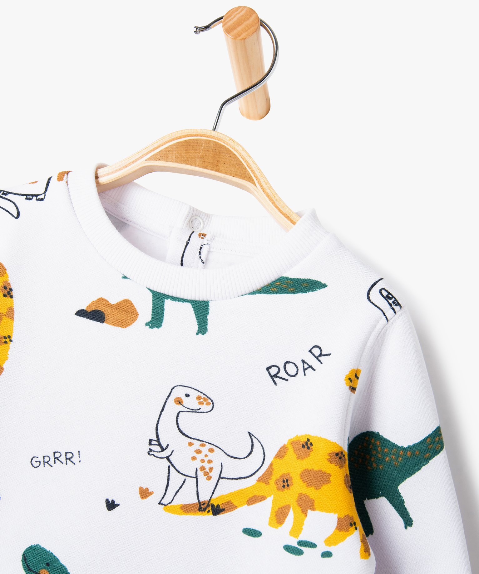 Sweat en molleton doux avec motifs bébé Garçon blanc | GEMO