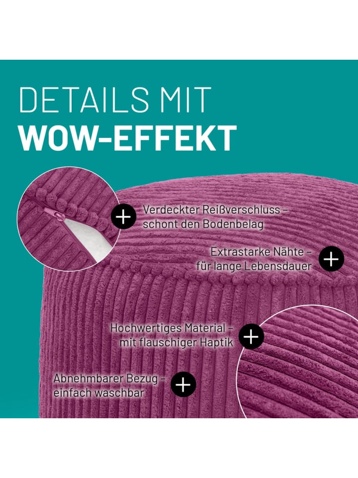 Lumaland LUMALAND Sitzsack Pouf Cord - Weinrot günstig kaufen onesize