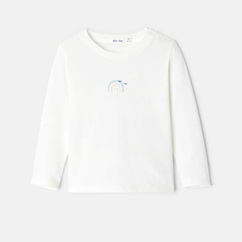 T-shirt en coton bio blanc bébé garçon Absorba