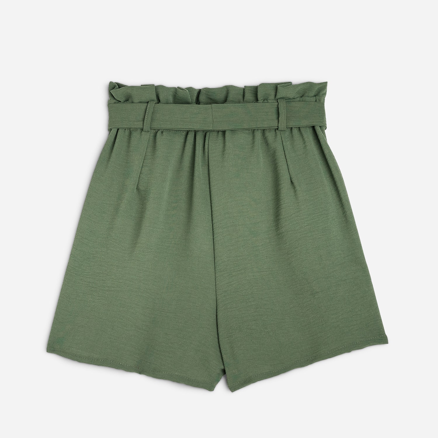 Short TEXTO kaki fluide ceinturé