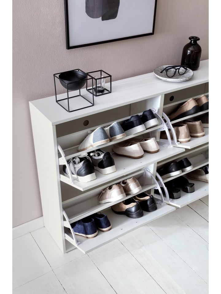 KADIMA DESIGN Schuhschrank WL5.829 Modern 120 x 81 x 24 cm Holz Schuhregal 4 in Weiß günstig kaufen onesize