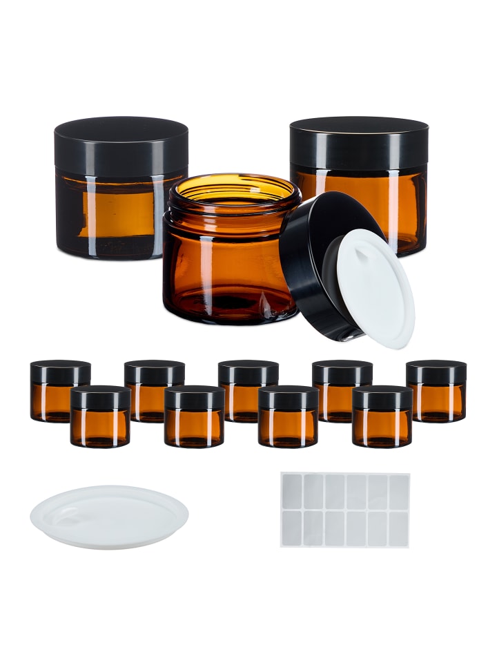 relaxdays 12 x Salbentiegel in Braun/ Schwarz - 60 ml günstig kaufen onesize