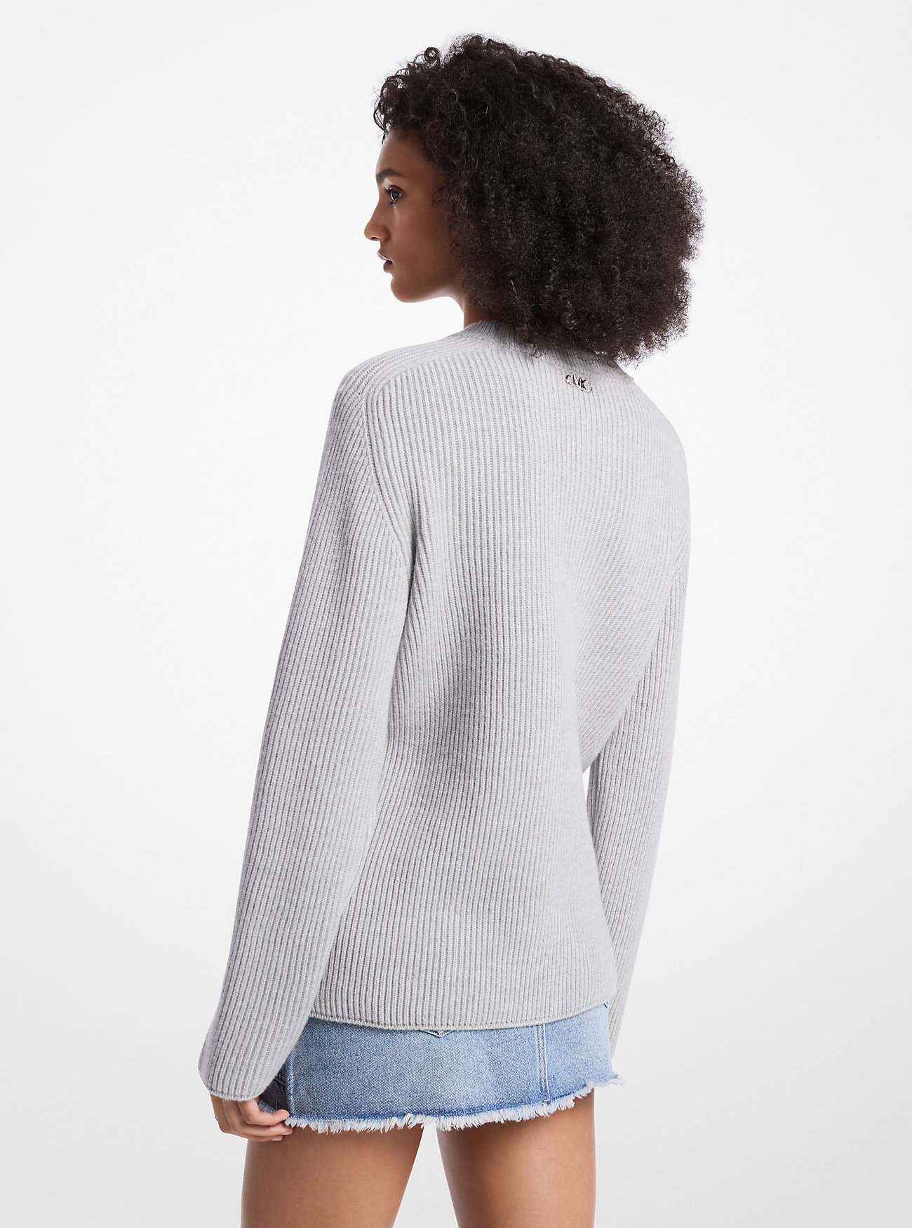 Ribbet ullgenser - PEARL HEATHER