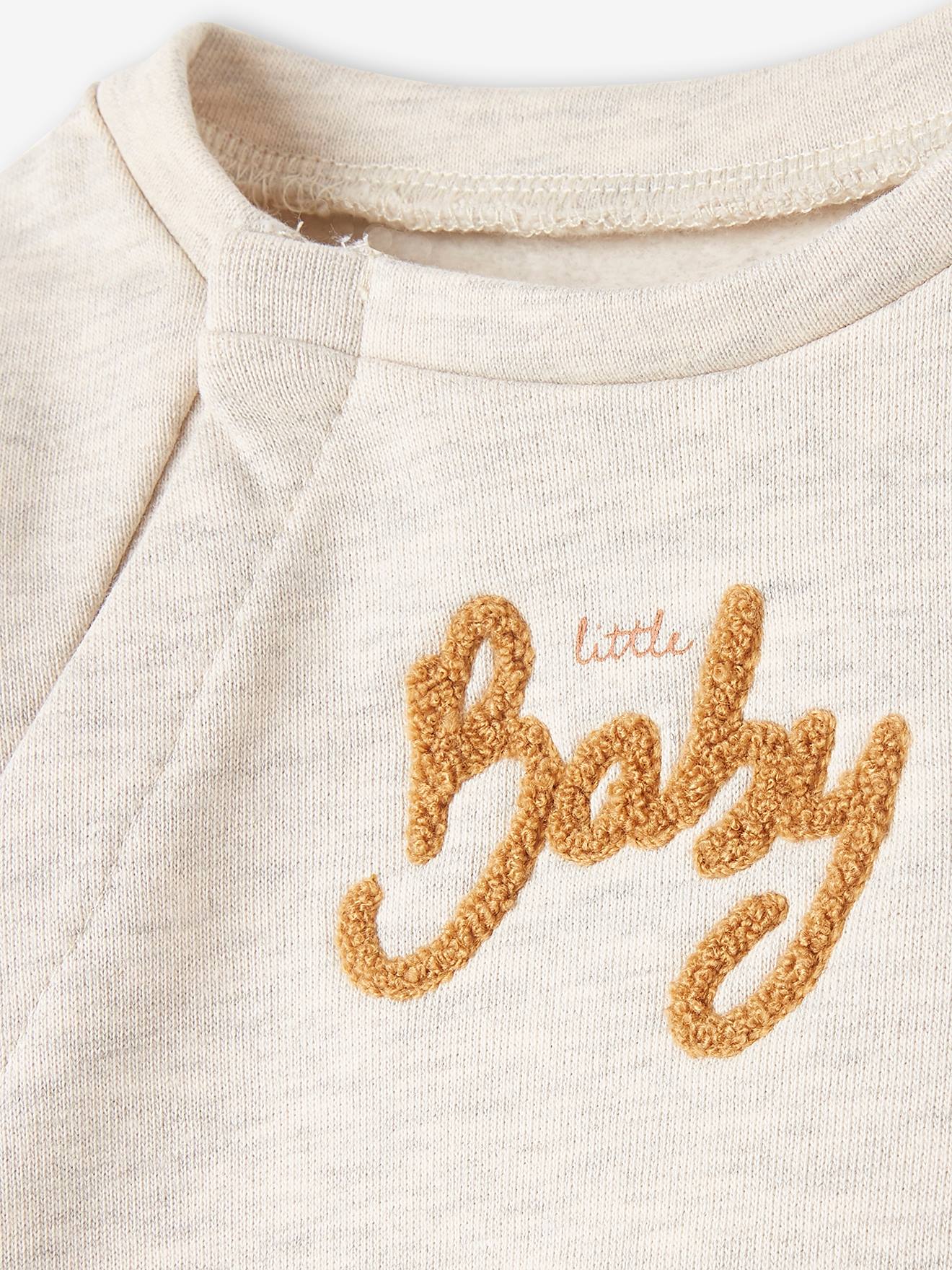Ensemble bébé 3 pièces en molleton naissance beige chiné