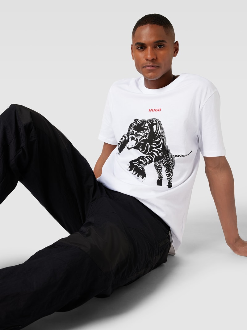 T-Shirt mit Motiv-Print Modell 'Darpione' in weiß