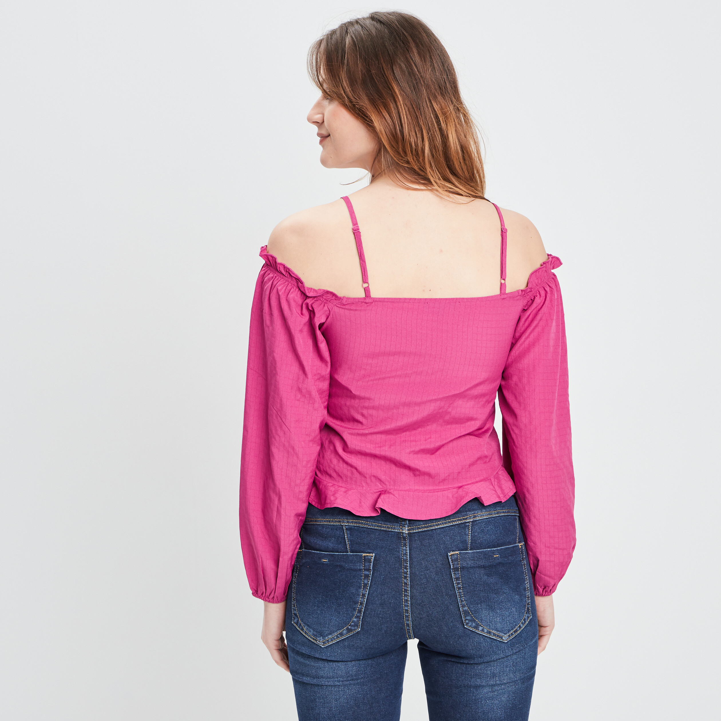 Blouse à fronces manches longues violet femme | La Halle