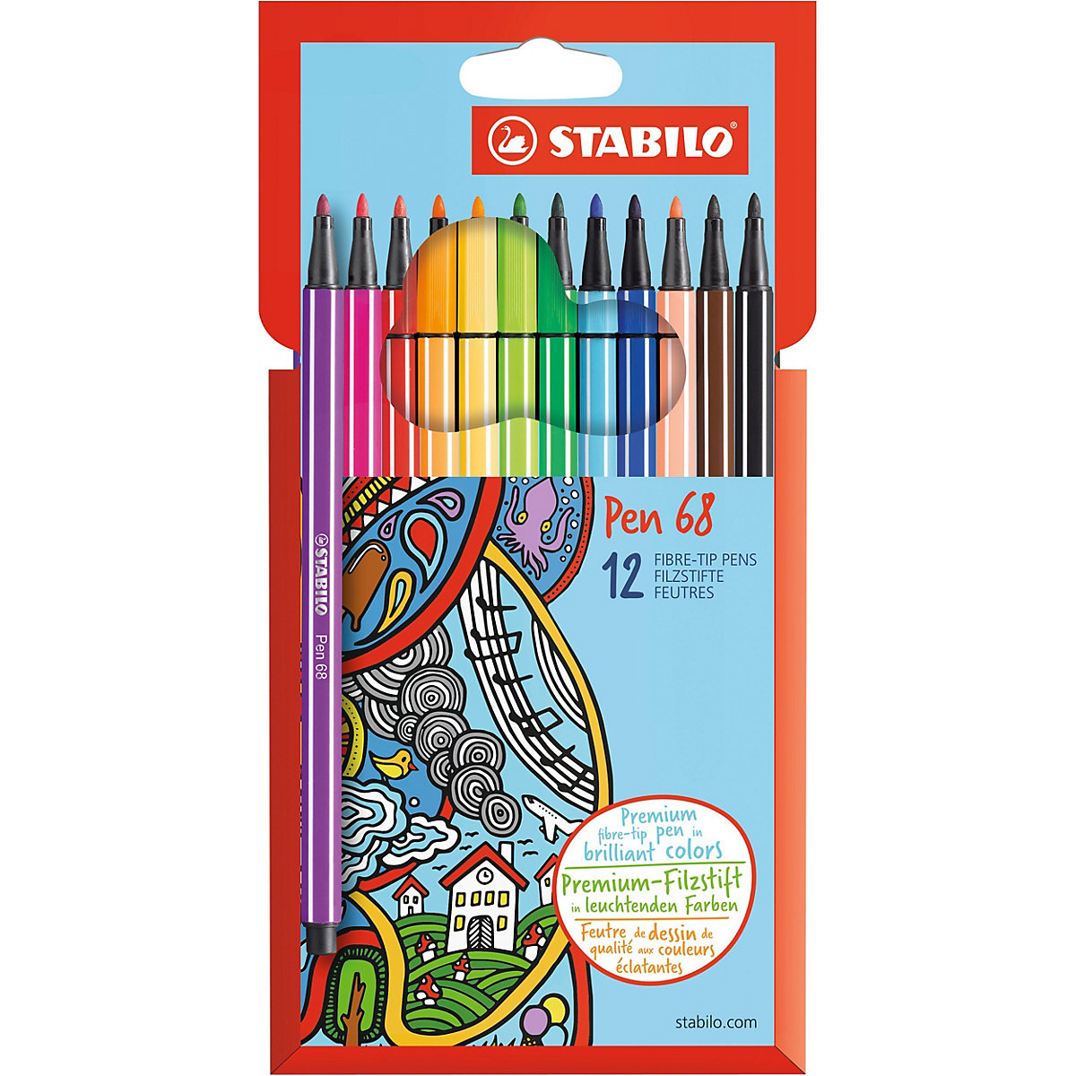 Premium-Filzstifte Pen 68, 12 Farben